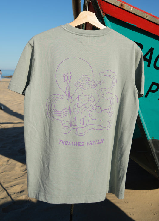 T-Shirt Twolines - poisedon green