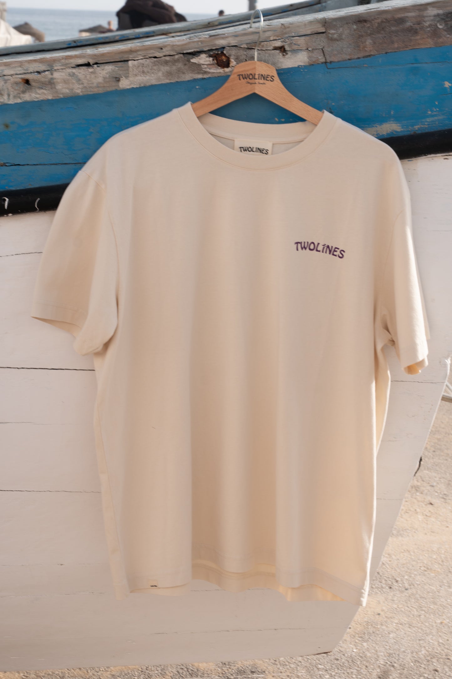 T-Shirt Twolines - caparica single fin / sand