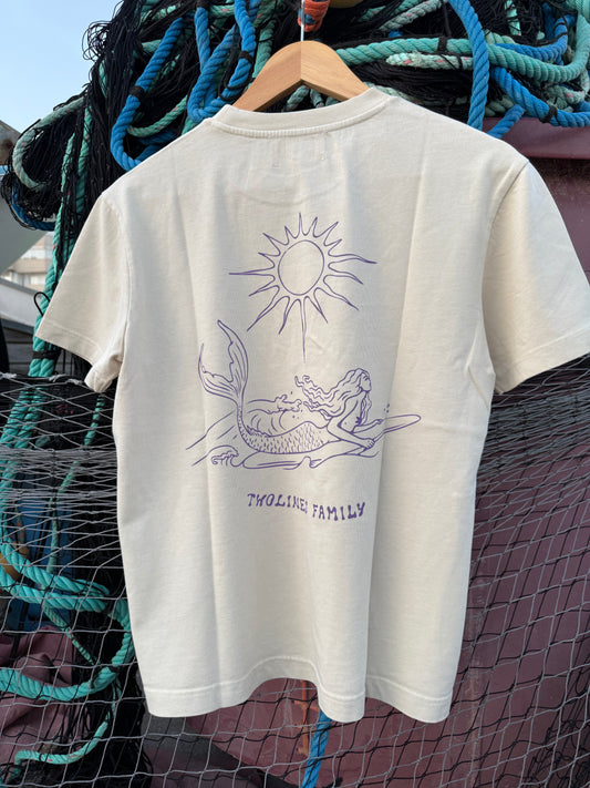 T-Shirt Twolines - Mermaid surfer  SAND