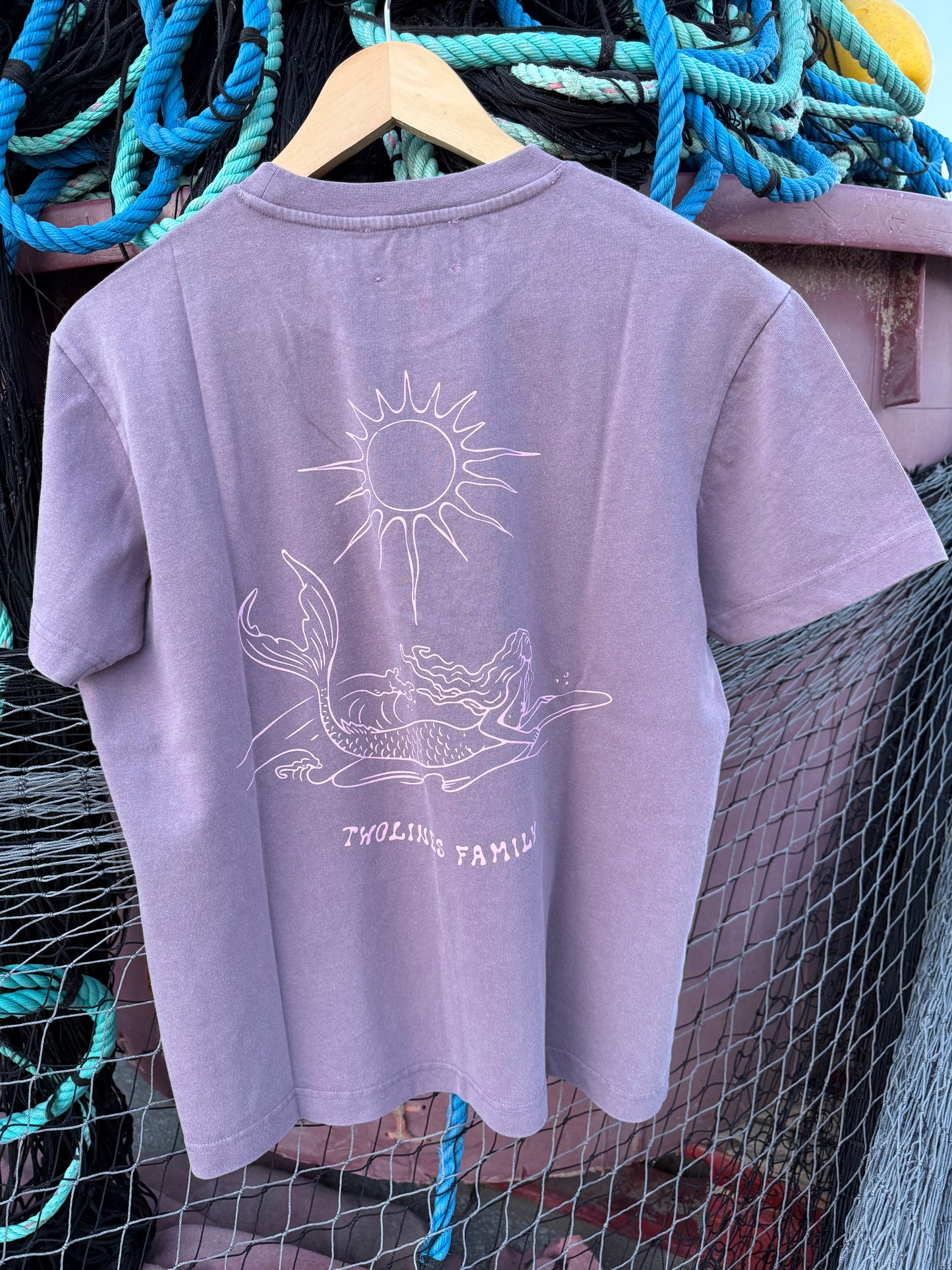 T-Shirt Two Lines -Mermaid Surfer / ROXO