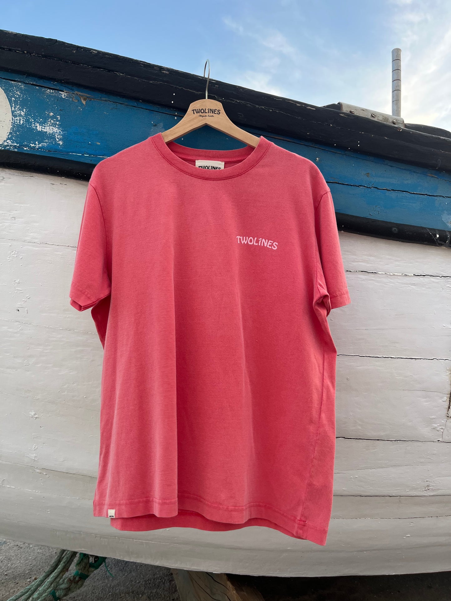 T-Shirt Two Lines -Mermaid Surfer / pink guava